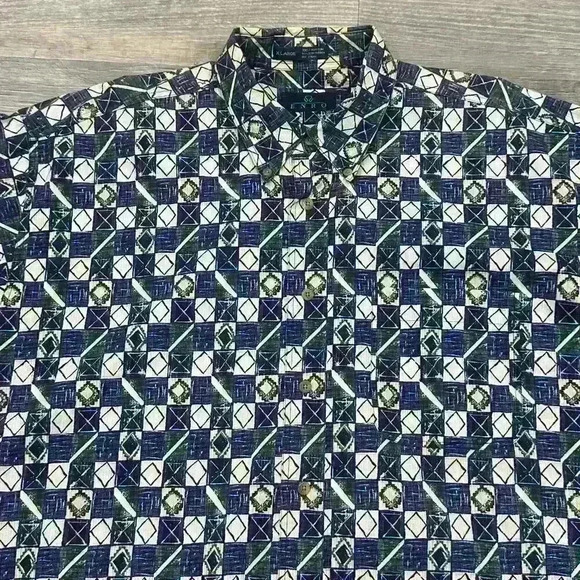 ENRO Short Sleeve ButtonUp Shirt Mens XL Geometric Print Luxury Designer Classic - Picture 2 of 10